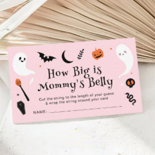 Pink Halloween Baby Shower How Big is Her Belly Enclosure Card