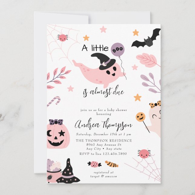 Pink Halloween Baby Shower  Invitation (Front)