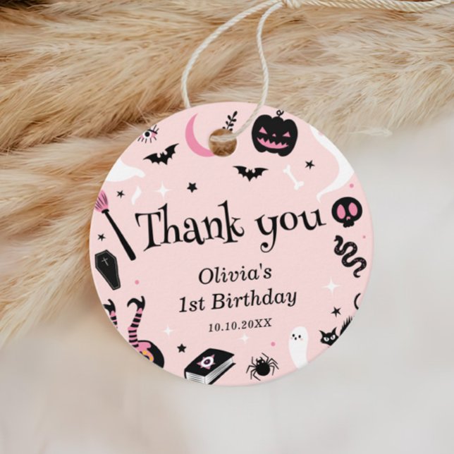 Pink Halloween Birthday Favour Tags (Creator Uploaded)