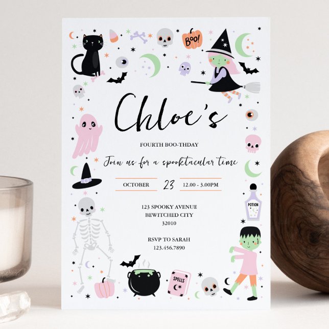 Pink Halloween Birthday Invitation (Creator Uploaded)