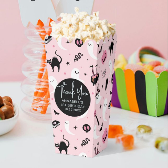 Pink Halloween Birthday Party Popcorn  Favour Box (Creator Uploaded)