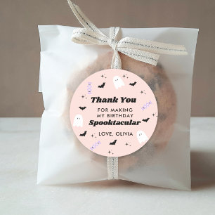 Pink Halloween Birthday Spooktacular Thank you Classic Round Sticker