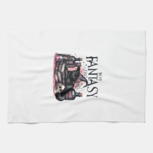 Pink Halloween Black Cat Spell Books Potions Witch Tea Towel