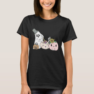 Pink Halloween Boo Ghosts and Pumpkins   T-Shirt