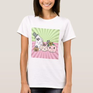 Pink Halloween Boo Ghosts and Pumpkins  T-Shirt