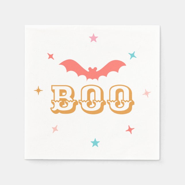 Pink Halloween Boo Paper Napkin (Front)