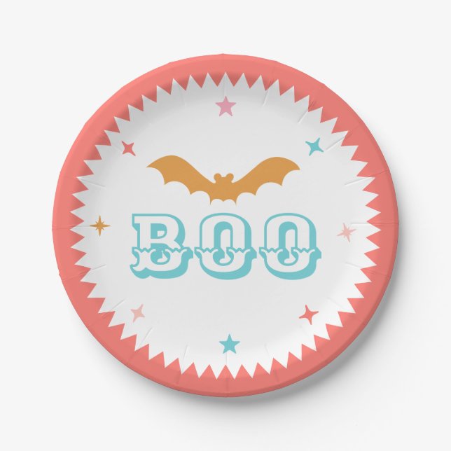 Pink Halloween, Boo! Paper Plate (Front)