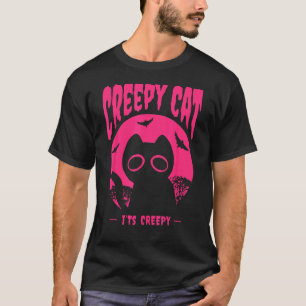 Pink Halloween Cat Bats T-Shirt