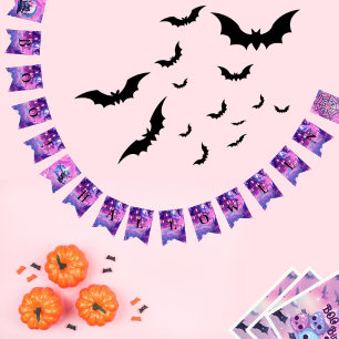 Pink halloween cute magical bewitched cat bunting