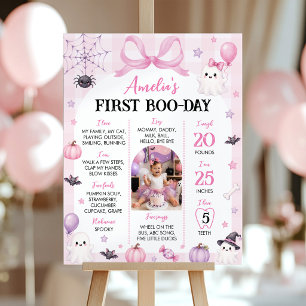 Pink Halloween First Boo-Day Party Photo Milestone Poster