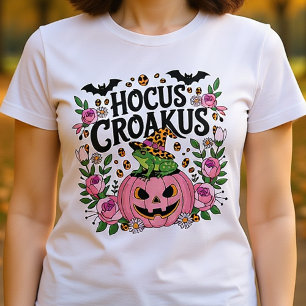 Pink Halloween Frog Hocus Croakus Tri-Blend Shirt