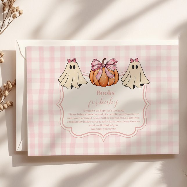 Pink Halloween Ghost Bow Girl Baby  Books for Baby Enclosure Card (Creator Uploaded)