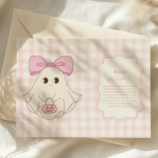 Pink Halloween Ghost Bow Girl Baby  Books for Baby Enclosure Card (Creator Uploaded)