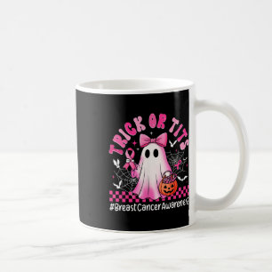 Pink Halloween Ghost Breast Cancer Awareness Trick Coffee Mug