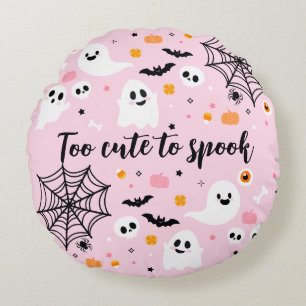 Pink Halloween Ghost Decorations Round Cushion