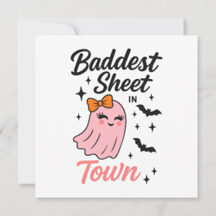 Pink Halloween Ghost Holiday Card