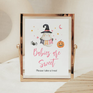 Pink Halloween Ghost Little Boo Babies are Sweet Poster
