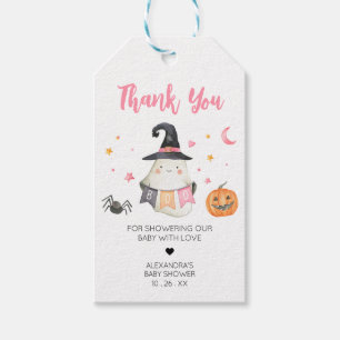 Pink Halloween Ghost Little Boo Favour Tags