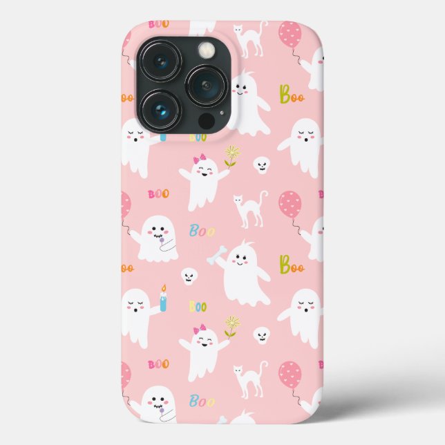 Pink Halloween Ghost Pattern  Case-Mate iPhone Case (Back)
