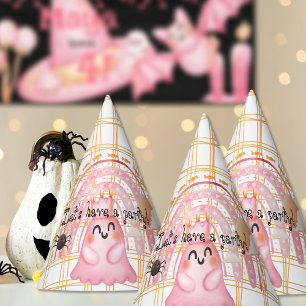 Pink halloween ghost spider and rainbow birthday party hat