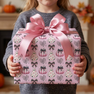Pink Halloween Ghost Wrapping Paper