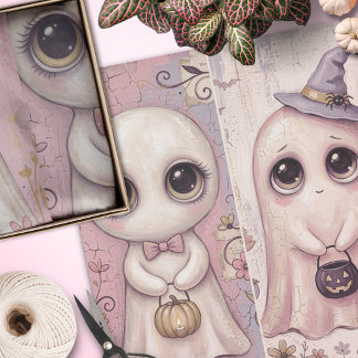 Pink Halloween Ghosts Vintage Witch Tissue Paper