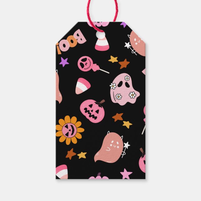 Pink Halloween Gift Tags (Front)