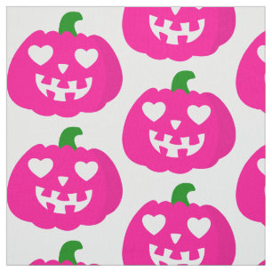 pink halloween heart pumpkin jack-o-lantern fabric
