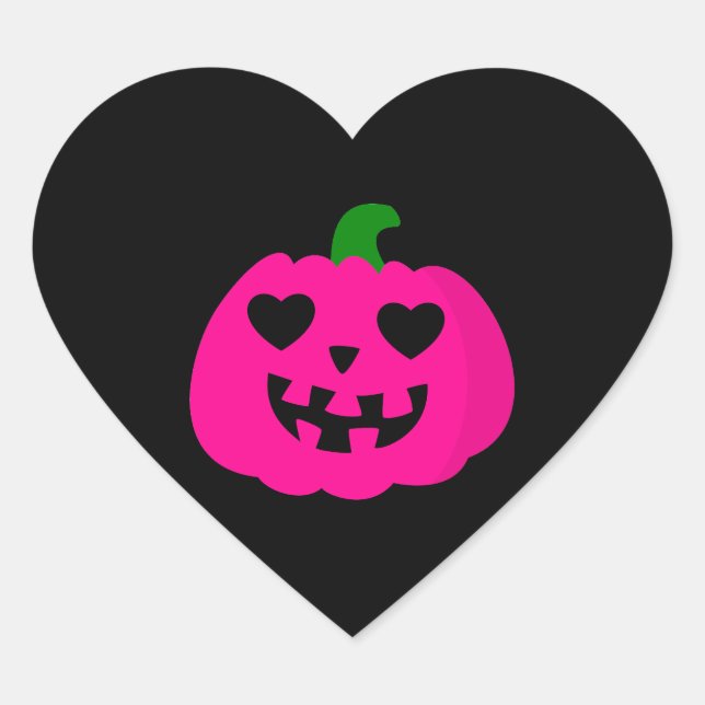 pink halloween heart pumpkin jack-o-lantern sticker (Front)