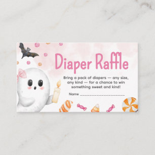 Pink Halloween It's a Girl Baby Diaper Raffle Enclosure Card