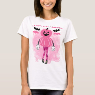 Pink Halloween jack-o-lantern t-shirt 
