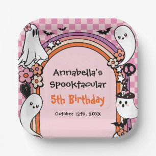 Pink Halloween Kids Birthday Party  Paper Plate
