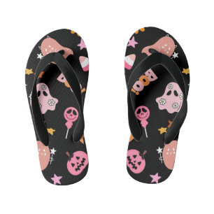 Pink Halloween Kid's Flip Flops