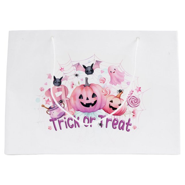 Pink Halloween Large Gift Bag (Front)