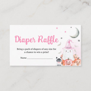 Pink Halloween Little Boo Baby Diaper Raffle Enclosure Card