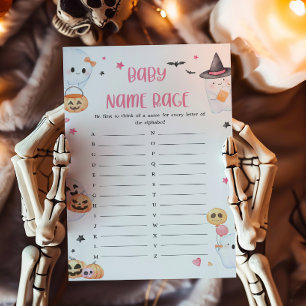 Pink Halloween Little Boo Baby Name Race Game