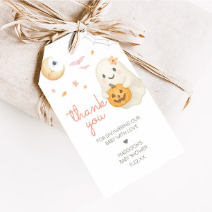Pink Halloween Little Boo Baby Shower Favour Tags
