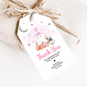 Pink Halloween Little Boo Baby Shower Favour Tags