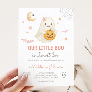 Pink Halloween Little Boo Baby Shower Invitation