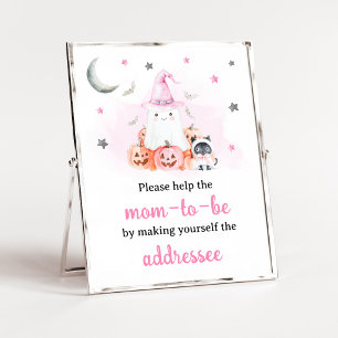 Pink Halloween Little Boo Envelope Station Sign