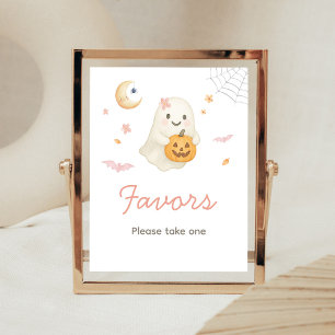 Pink Halloween Little Boo Favours Sign