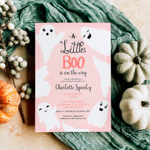 Pink Halloween little boo ghosts baby shower Invitation