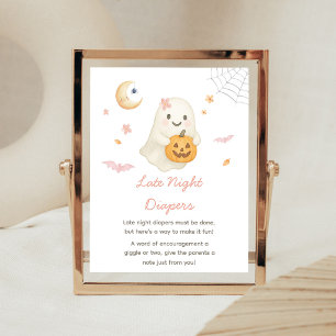 Pink Halloween Little Boo Late Night Diaper Sign