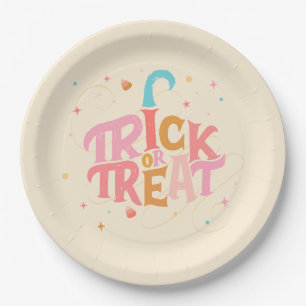 Pink Halloween Paper Plate