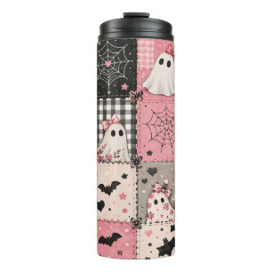 Pink Halloween Patchwork Thermal Tumbler