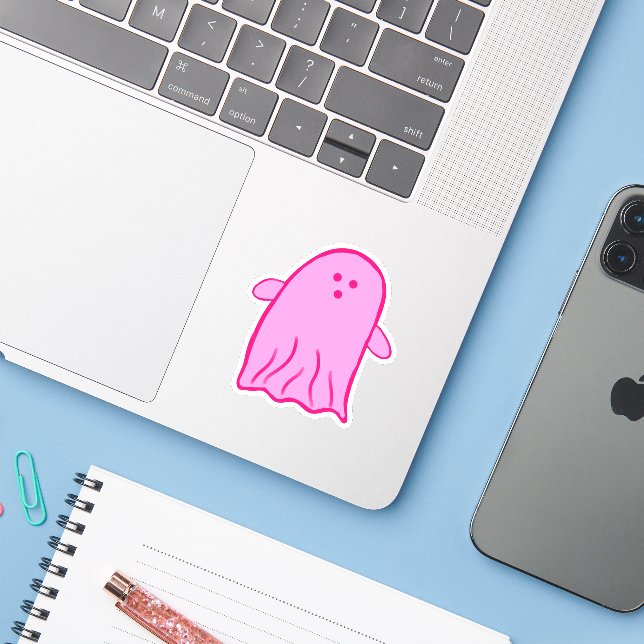 Pink Halloween Rosie Ghost (Laptop w/ iPhone)