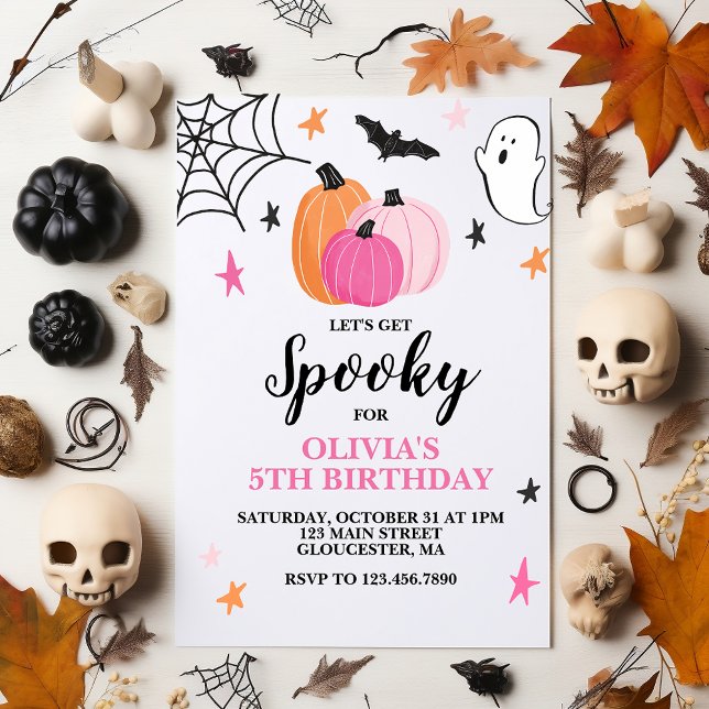Pink Halloween Spooktacular Girl Birthday Invitati Invitation (Creator Uploaded)