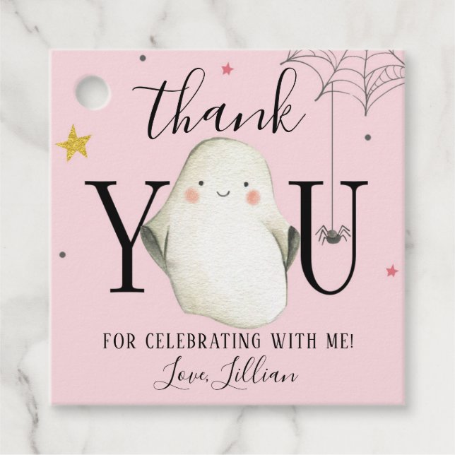 Pink Halloween Thank You Tag (Front)