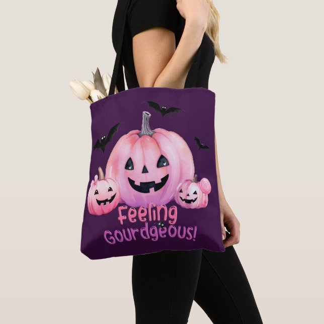 Pink Halloween Tote Bag (Close Up)
