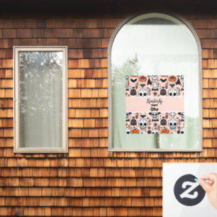 Pink Halloween Trick or Treat Custom Family Name Window Cling